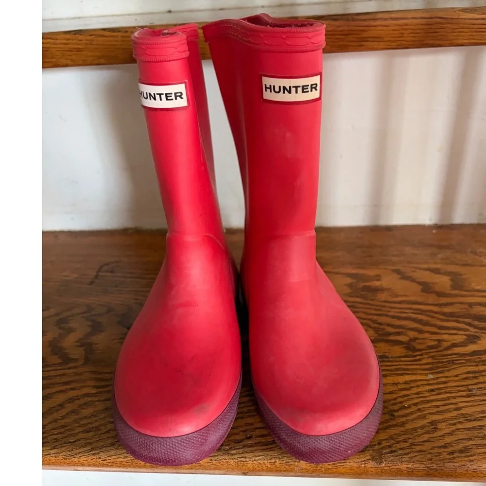 Hunter Kids First Classic Rain Boots Red Rubber Waterproof US 12C